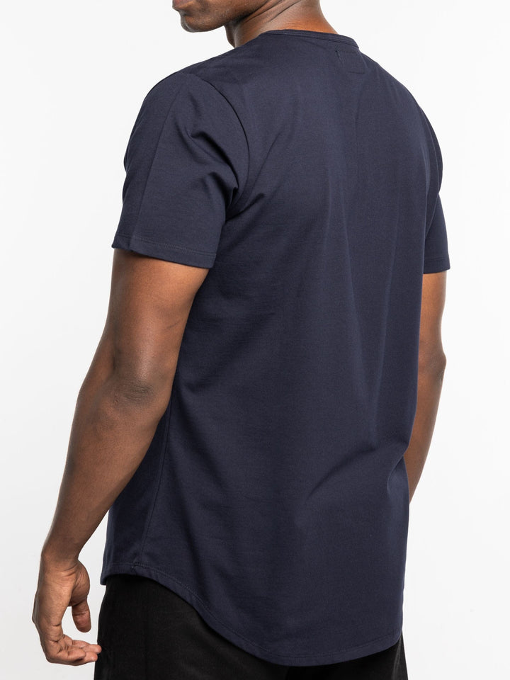 Zhivago x Nuuk Men T-shirt Navy Blue Curved Hem T-Shirt: SLS Comfort