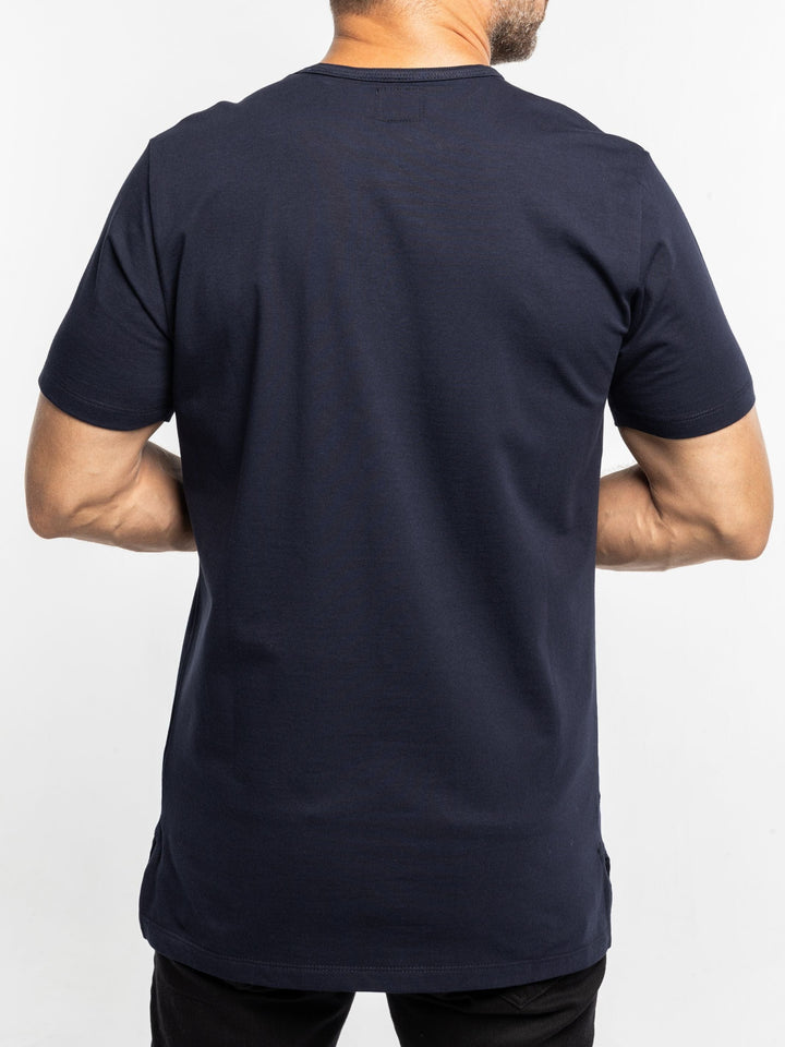 Zhivago x Nuuk Men T-shirt Navy Blue Split Hem T-Shirt: SLS Comfort